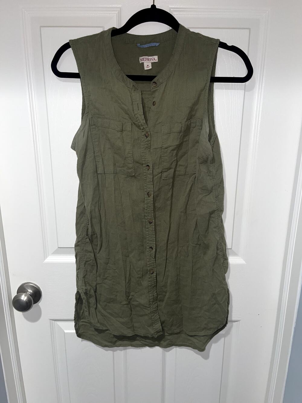 Merona Olive Green Sleeveless Utility Tunic Shirt